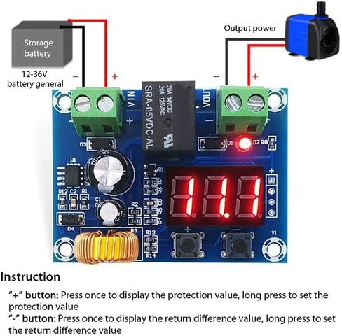 DAOKI 2PCS Digital Low Voltage Discharge Protection Module Disconnect Switch Over Discharge Protection Protector for 12-36V Lithium Battery with 24AWG Wire in Saudi Arabia
