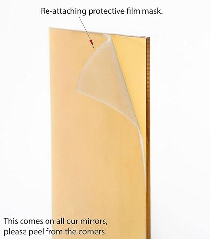 مرآة أطياف ذهبية مقاس 12 بوصة × 12 بوصة (1/8 بوصة) - تتوفر العديد من الأحجام والألوان - مرآة أكريليك أخف وأقوى بكثير من المرآة التقليدية - سهلة القطع والحفر - سطح أملس - آمن + مقاوم للكسر - قطع اسمي in Kuwait