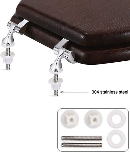 Wood Toilet Seat, Wooden Round Toilet Seats for American Standard Toilet Seat, Durable Metal Chrome Hinges, Natural Wood Veneer Oak in Kuwait