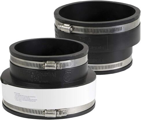 توريد العملاق 6I59x2 وصلة توصيل مرنة من البولي فينيل كلوريد مع مشابك من الفولاذ المقاوم للصدأ، 5 × 4 بوصة، أسود (عبوة من 2)، 5 × 4 in Kuwait