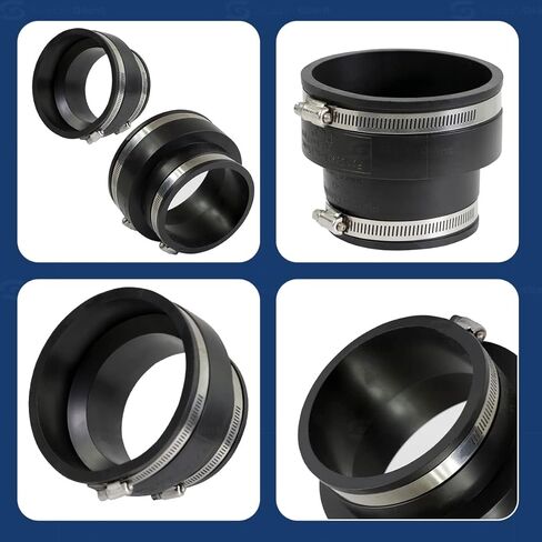 توريد العملاق 6I59x2 وصلة توصيل مرنة من البولي فينيل كلوريد مع مشابك من الفولاذ المقاوم للصدأ، 5 × 4 بوصة، أسود (عبوة من 2)، 5 × 4 in Kuwait