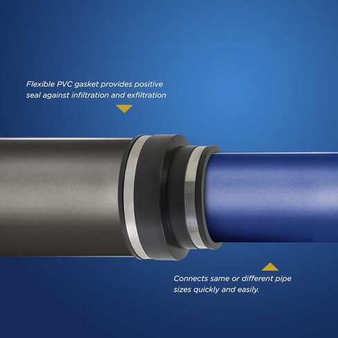 توريد العملاق 6I59x2 وصلة توصيل مرنة من البولي فينيل كلوريد مع مشابك من الفولاذ المقاوم للصدأ، 5 × 4 بوصة، أسود (عبوة من 2)، 5 × 4 in Kuwait