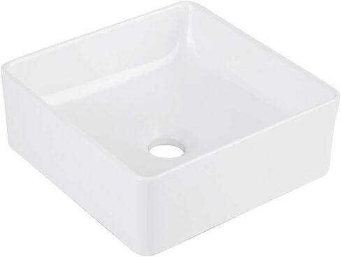 AWESON Square Vessel Sink 11.8 inch x 11.8 inch, Above Counter Vessel Sink, Small Bathroom Sink Square, Ceramic in Saudi Arabia