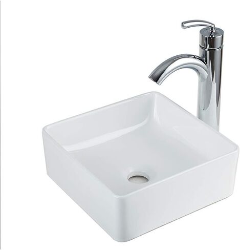 AWESON Square Vessel Sink 11.8 inch x 11.8 inch, Above Counter Vessel Sink, Small Bathroom Sink Square, Ceramic in Saudi Arabia