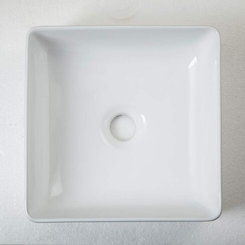 AWESON Square Vessel Sink 11.8 inch x 11.8 inch, Above Counter Vessel Sink, Small Bathroom Sink Square, Ceramic in Saudi Arabia