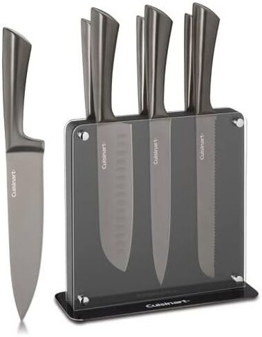 Cuisinart Classic 8pc Colored Stainless Steel Cutlery Set with Acrylic Block Black - C77-8PMOX in Saudi Arabia