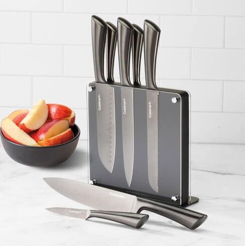 Cuisinart Classic 8pc Colored Stainless Steel Cutlery Set with Acrylic Block Black - C77-8PMOX in Saudi Arabia