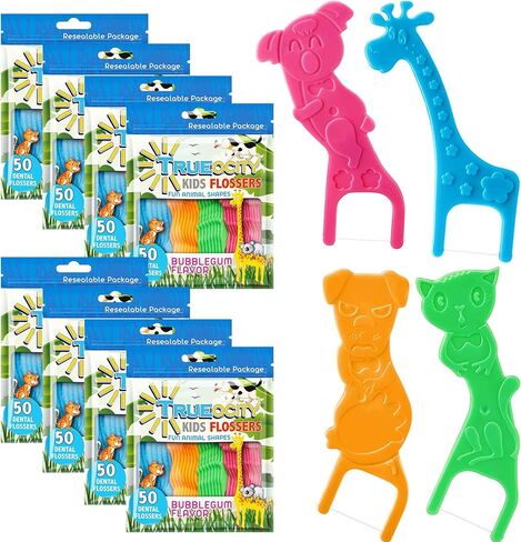 Kids Flossers 2 Pack (100 Total), Kids Floss Picks, Flossers Kids, Floss for Kids, Cute Animal Shapes, Glides Easy Between Teeth, Flosser Helps Prevent Tooth Decay & Gum Disease, Bubble Gum Flavored in Kuwait
