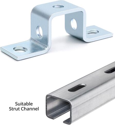 QWORK Steel Electrogalvanized U-Shaped Strut Connector Brackets - 5 Hole Design, 6 Pack - Ideal for Fastening and Mounting in 1-5/8" Strut Channel in Kuwait