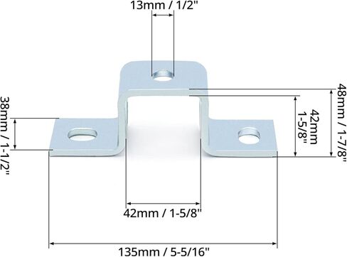QWORK Steel Electrogalvanized U-Shaped Strut Connector Brackets - 5 Hole Design, 6 Pack - Ideal for Fastening and Mounting in 1-5/8" Strut Channel in Kuwait