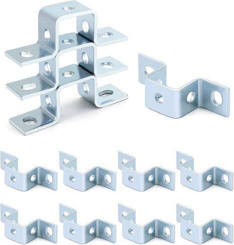 QWORK Steel Electrogalvanized U-Shaped Strut Connector Brackets - 5 Hole Design, 6 Pack - Ideal for Fastening and Mounting in 1-5/8" Strut Channel in Kuwait