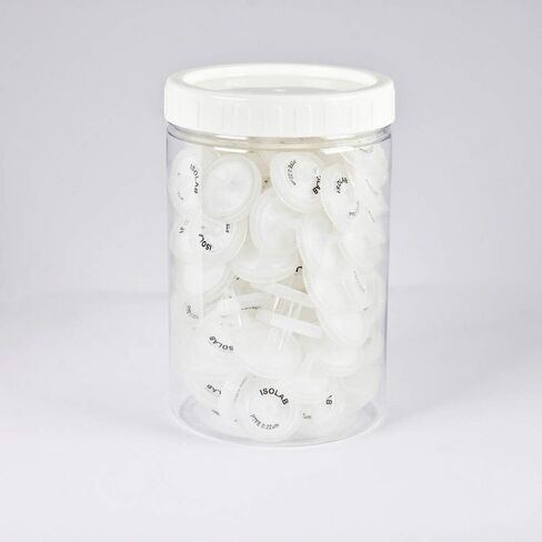 ISOLAB USA - ترشيح المحقنة غشاء PTFE بقطر 25 مم حجم المسام 0.22 مم غير معقمة عبوة من 100 قطعة. فلتر للمياه والمواد الكيميائية والمشروبات. in Kuwait