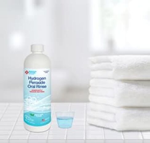 غسول الفم ببيروكسيد الهيدروجين من DenMat | نكهة النعناع الطازج | زجاجة واحدة سعة 16 أونصة سائلة (473 مل) | خالي من الكحول، لصحة الفم in Kuwait