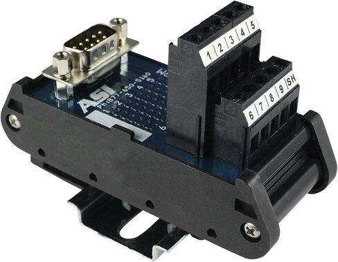 ASI 11000 26 إلى 12 AWG IMDS09M DIN وحدة واجهة تثبيت السكك الحديدية، كابل إلى سلك انتقال، موصل D-Sub ذكر 9 مواضع إلى كتل طرفية بمشبك لولبي، طول 1.48 بوصة in Saudi Arabia