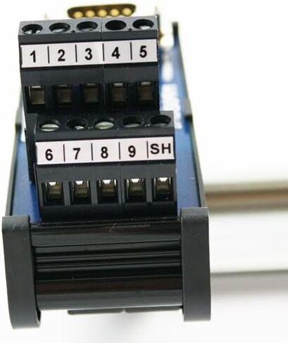 ASI 11000 26 إلى 12 AWG IMDS09M DIN وحدة واجهة تثبيت السكك الحديدية، كابل إلى سلك انتقال، موصل D-Sub ذكر 9 مواضع إلى كتل طرفية بمشبك لولبي، طول 1.48 بوصة in Saudi Arabia