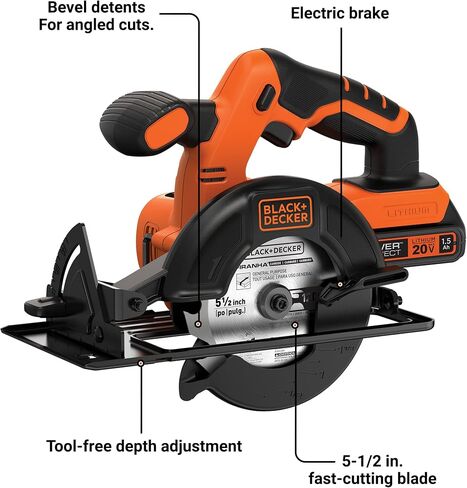 BLACK+DECKER 20V MAX 5-1/2-Inch Cordless Circular Saw with Extra 4-Ah Lithium Ion Battery Pack (BDCCS20C & LB2X4020) in Saudi Arabia
