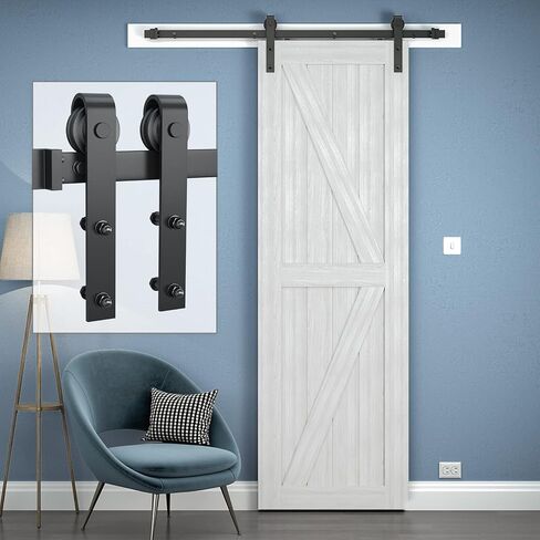 7.5FT Single Barn Door Hardware Kit, Classic Design Standard Track with Upgraded Nylon Bearings, for 42-45in Wide Sliding Door Panel, Easy Installation,Basic J in Saudi Arabia