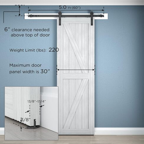 7.5FT Single Barn Door Hardware Kit, Classic Design Standard Track with Upgraded Nylon Bearings, for 42-45in Wide Sliding Door Panel, Easy Installation,Basic J in Saudi Arabia