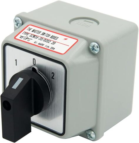 Keymoo 20A Rotary Changeover Switch,3 Position 2 Phase 8 Terminals,ON-Off-ON Universal Selector Switch, Cam Switch P65,CE 20/D202.2D (Switch & Exterior Box) in Saudi Arabia