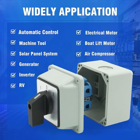 Keymoo 20A Rotary Changeover Switch,3 Position 2 Phase 8 Terminals,ON-Off-ON Universal Selector Switch, Cam Switch P65,CE 20/D202.2D (Switch & Exterior Box) in Saudi Arabia