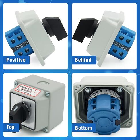 Keymoo 20A Rotary Changeover Switch,3 Position 2 Phase 8 Terminals,ON-Off-ON Universal Selector Switch, Cam Switch P65,CE 20/D202.2D (Switch & Exterior Box) in Saudi Arabia