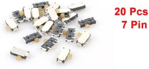 Uxcell a13070200ux0807 2 موضع 7 دبابيس 1P2T SPDT أجهزة تثبيت سطحية صغيرة أفقية SMT مفتاح منزلق، 20 قطعة in Saudi Arabia