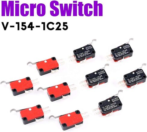 Swpeet 10Pcs V-154-1C25 Micro Limit Switch Long Hinge Roller Momentary Cherry Push Button SPDT Snap Action Perfect for Arduino, Appliance and Electronic Equipment in Saudi Arabia