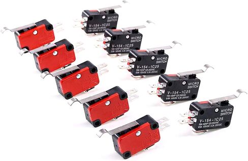 Swpeet 10Pcs V-154-1C25 Micro Limit Switch Long Hinge Roller Momentary Cherry Push Button SPDT Snap Action Perfect for Arduino, Appliance and Electronic Equipment in Saudi Arabia