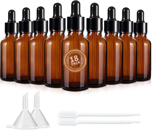 1oz Dropper Bottles Glass 36P Amber with 2 Long Plastic Pipette & 2 Funnels for Essential Oils, (30ML)Amber Glass Bottles with Eye Droppers,Tincture Bottles,Leak Proof Travel Bottles for Liquids in Saudi Arabia