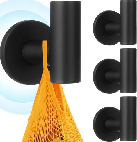 Therwen 4 Pcs Black Magnetic Hooks Heavy Duty Magnet Hook Strong Neodymium Magnetic Coat Hooks Magnetic Hanger for Refrigerator, Metal Door, Locker for Hanging Towel, Coat, Bag, Umbrella in Saudi Arabia