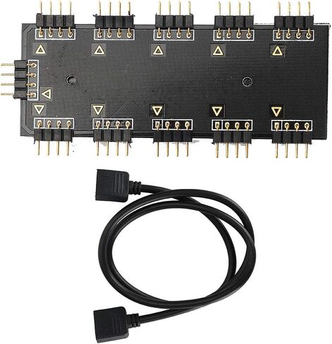 Yosoo Health Gear 10-Channel RGB Hub, PC MOD Motherboard RGB Hub Computer Accessories RGB Fan Extension Cable(5V 3-pin) in Saudi Arabia