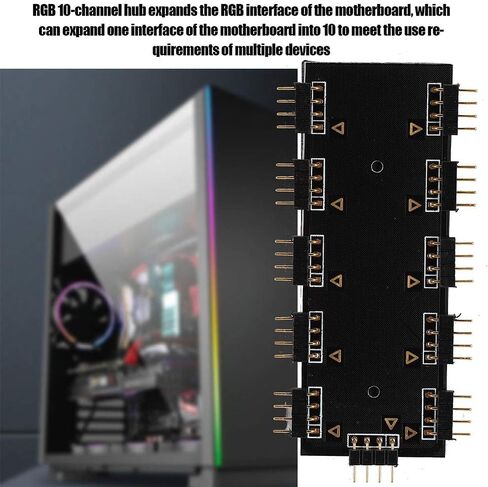 Yosoo Health Gear 10-Channel RGB Hub, PC MOD Motherboard RGB Hub Computer Accessories RGB Fan Extension Cable(5V 3-pin) in Saudi Arabia
