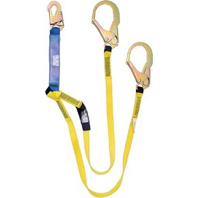 حبل أمان للحماية من السقوط L112111 من Palmer Safety - ساق مزدوجة مع خطاف حديد التسليح، ممتص الصدمات الخارجي - حبال تقييد متوافقة مع OSHA/ANSI in Kuwait