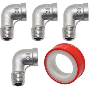 Pipe Fittings, 1/2" NPT 90 Degree Elbow, 304 Stainless Steel Barstock Street Elbow, Cast Pipe Fitting, Right Angle Ell 1/2" Male x 1/2" Male (2Pcs)