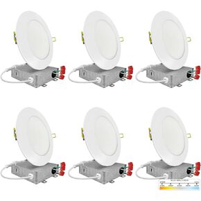 نوات | 6 عبوات | إضاءة LED غائرة 3 بوصة، يمكن اختيارها 2700K/3000K/3500K/4000K/5000K، 8 وات، 500 لومن، إضاءة سفلية LED قابلة للتعتيم، تصنيف IC، تصنيف رطب، صندوق توصيل معدني، مصباح سقف CRI 90 in Kuwait