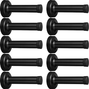 10 Pack Door Stoppers Black Matte Bottom of Door Stops 304 Stainless Steel 3.5" Heavy Duty Wall Bumper with Rubber Tip Bumper Protector for Wall Sound Dampening(Black)