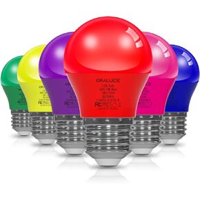 ORALUCE Blue Porch Light Bulb 40 Watt Equivalent,A15 LED Bulbs for Halloween Christmas Party Decoration and Lighting,Colored Light Bulb with E26 Base,5W 450LM Non-Dimmable,6 Pack. in Kuwait