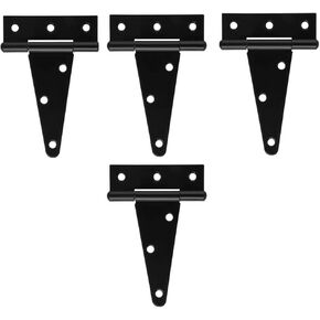 4Pack 4 Inch T Strap Heavy Duty Shed Door Hinges – Black Barn Door Gates Tee Hinge Wrought Hardware Iron