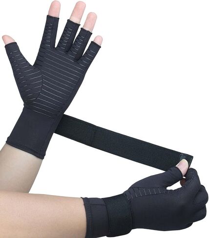 Copper Arthritis Gloves with Adjustable Wrist Strap for Women Men, Full Finger Compression Gloves for Arthritis, Carpal Tunnel, Pain Relief, Swelling, Rheumatoid, Typing (Small/Medium) in Saudi Arabia