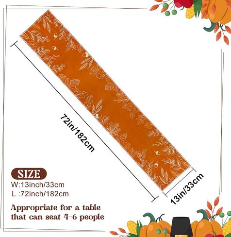 OurWarm Fall Table Runner 72 Inches Long, Double Sided Eucalyptus Leaves Table Runners Harvest Thanksgiving Table Runners Holiday Dining Room Kitchen Table Party Decorations 13 x 72 Inch in Saudi Arabia
