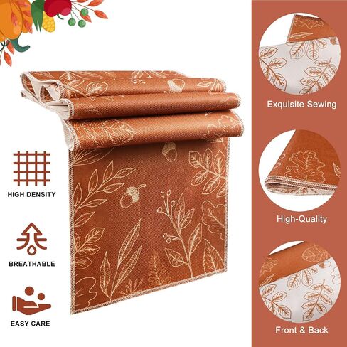 OurWarm Fall Table Runner 72 Inches Long, Double Sided Eucalyptus Leaves Table Runners Harvest Thanksgiving Table Runners Holiday Dining Room Kitchen Table Party Decorations 13 x 72 Inch in Saudi Arabia