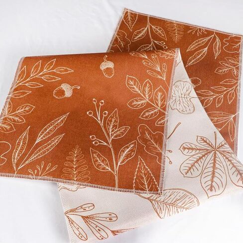 OurWarm Fall Table Runner 72 Inches Long, Double Sided Eucalyptus Leaves Table Runners Harvest Thanksgiving Table Runners Holiday Dining Room Kitchen Table Party Decorations 13 x 72 Inch in Saudi Arabia
