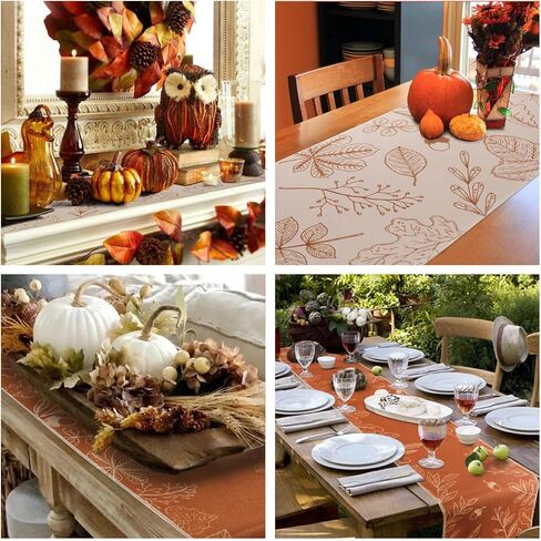 OurWarm Fall Table Runner 72 Inches Long, Double Sided Eucalyptus Leaves Table Runners Harvest Thanksgiving Table Runners Holiday Dining Room Kitchen Table Party Decorations 13 x 72 Inch in Saudi Arabia