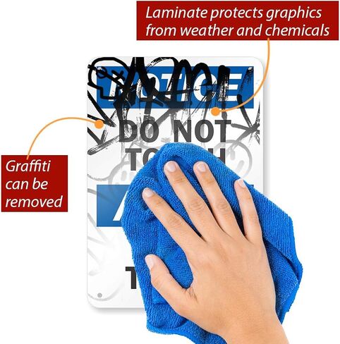 SmartSign - S-5997-AL-10 Notice - Do Not Touch Bilingual Sign By | 7" x 10" Aluminum in Saudi Arabia