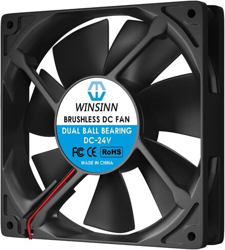 WINSINN 120mm Fan 24V Dual Ball Bearing Brushless 12025 120x25mm for Cooling PC Computer Case CPU Coolers Radiators - 2Pin in Saudi Arabia