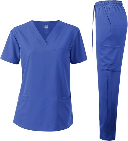 Dagacci الزي الطبي للجنسين 4-Way Stretch Scrubs Set Top Scrubs Medical Scrubs Set in Kuwait