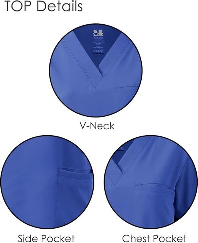 Dagacci الزي الطبي للجنسين 4-Way Stretch Scrubs Set Top Scrubs Medical Scrubs Set in Kuwait