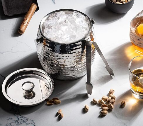 دلو ثلج مطروق بيضاوي الشكل مع ملاقط سعة 3 كوارت in Kuwait