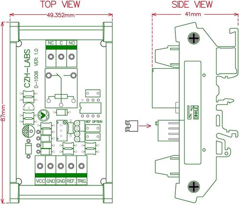CZH-LABS DIN وحدة مرحل مقارنة الجهد الكهربي للسكك الحديدية، DC12V، مرحل SPDT 10Amp. in Kuwait