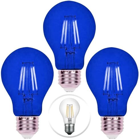 3 عبوات من مصابيح الإضاءة الأرجوانية LED ذات الشعيرة A19 - قاعدة E26 بقدرة 8 وات 75 وات مكافئة لمبات LED أرجوانية عتيقة، إضاءة زخرفية LED أرجوانية لتزيين الحفلات، الشرفة، المنزل، مصابيح إضاءة الهالوين in Kuwait
